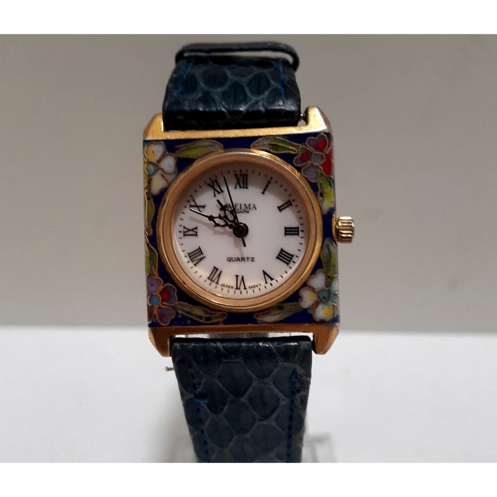 Vintage Welma Ladies Wristwatch Quartz Cloisonné Enamel Case Japan Movement
